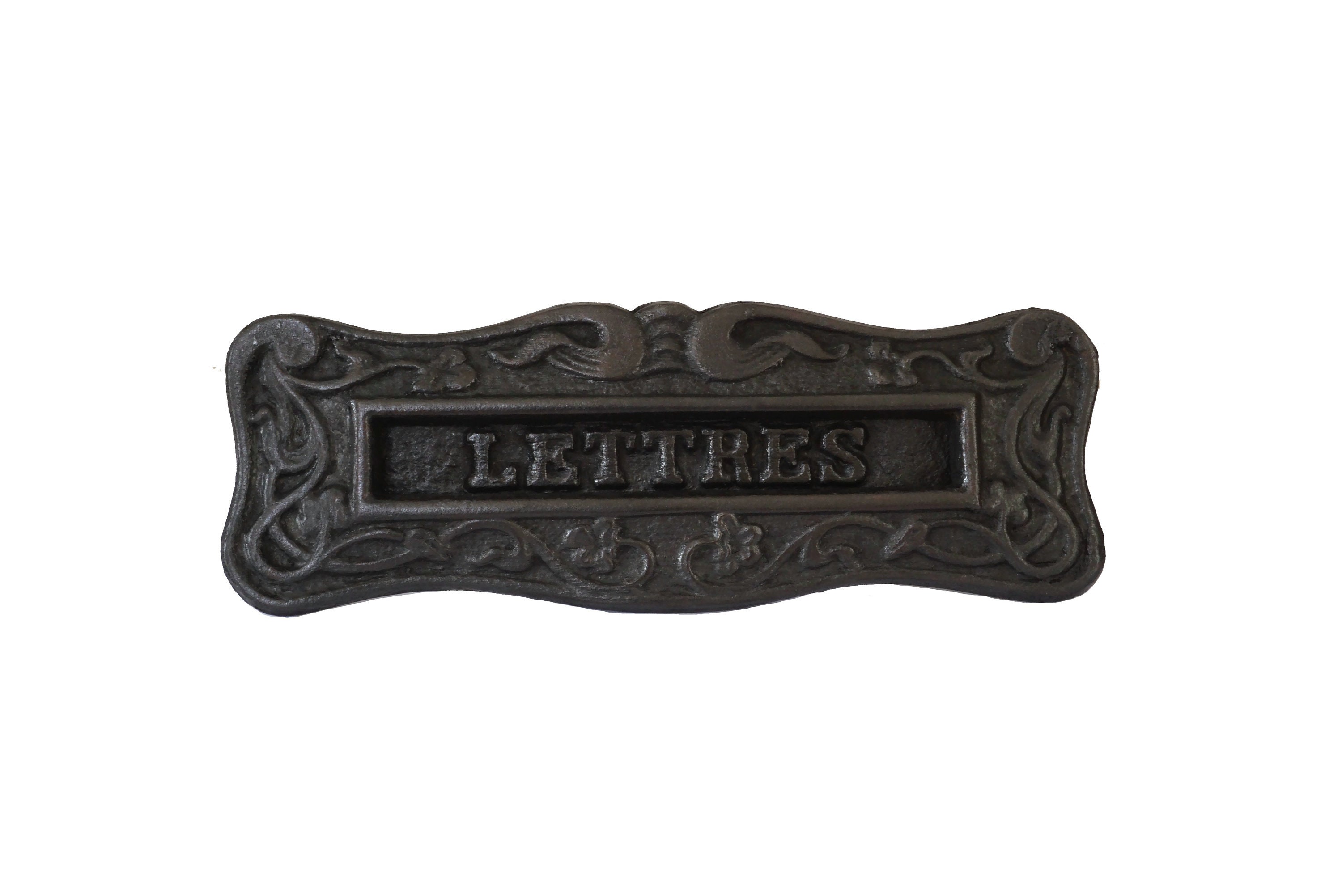 Antique French Letter Box Flap, Art Nouveau Mailbox Slot Cover