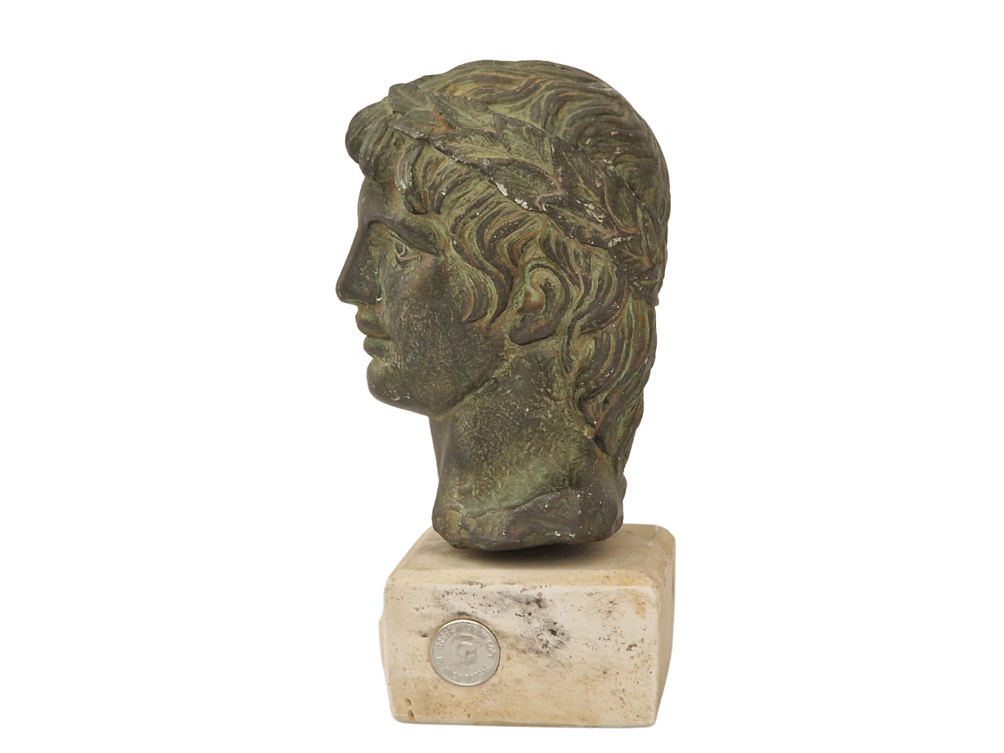 Apollo Head Portrait Bust Statue by Nick Botsas, Vintage Greek Museum