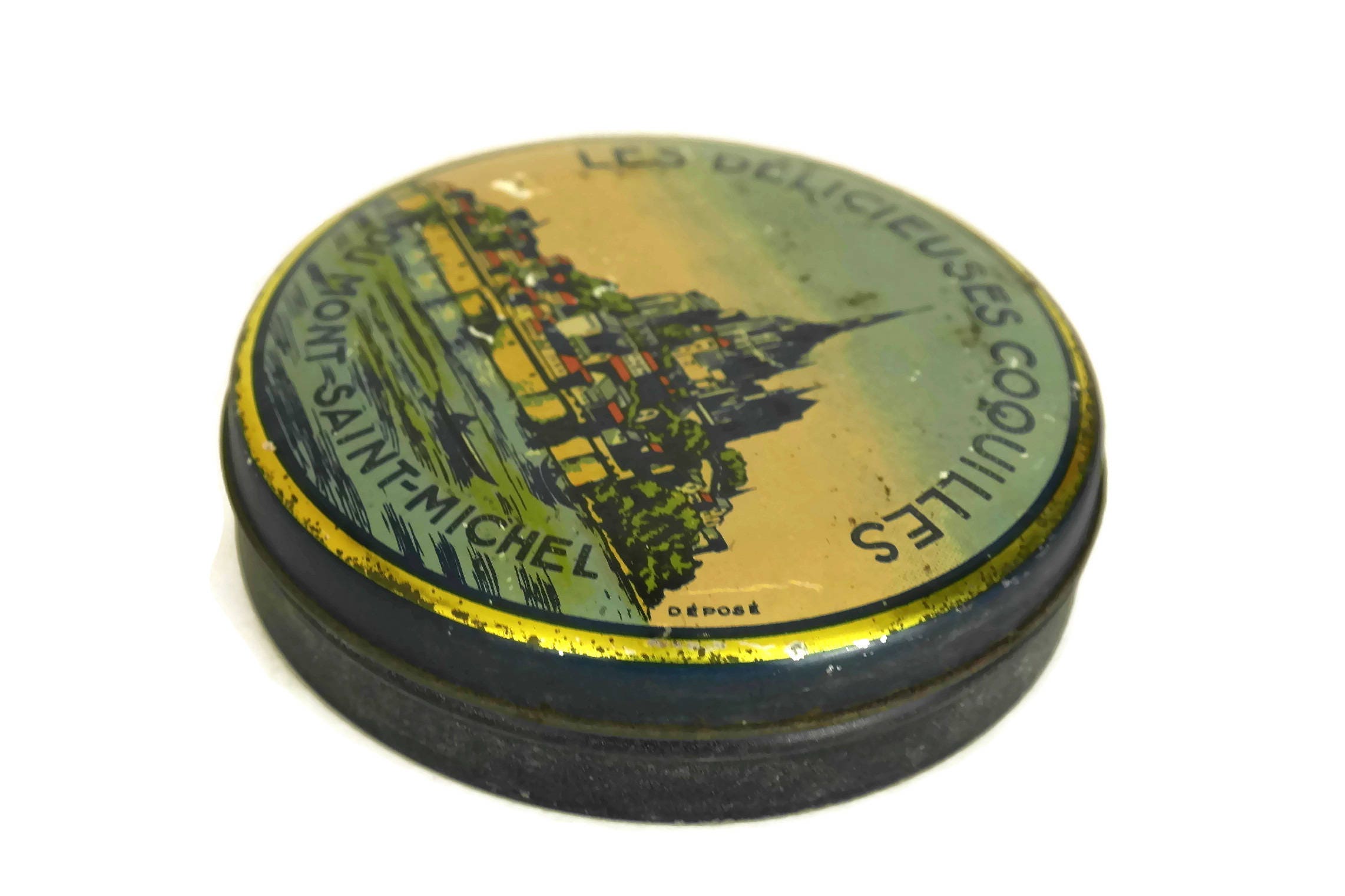 Saint Michael Mount Souvenir Tin Box, Vintage French Candy Box with