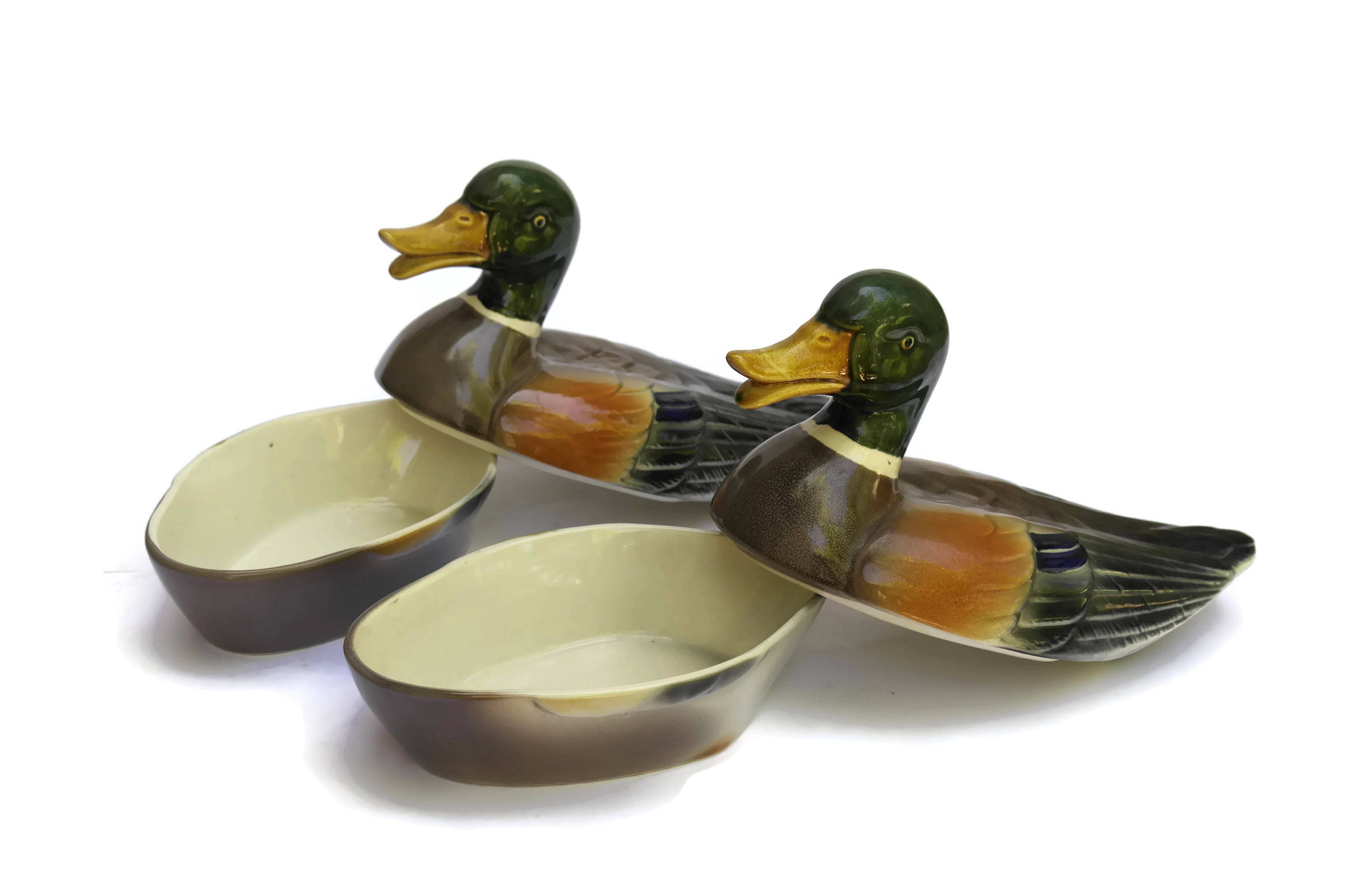 Pair of Majolica Duck Tureens. V