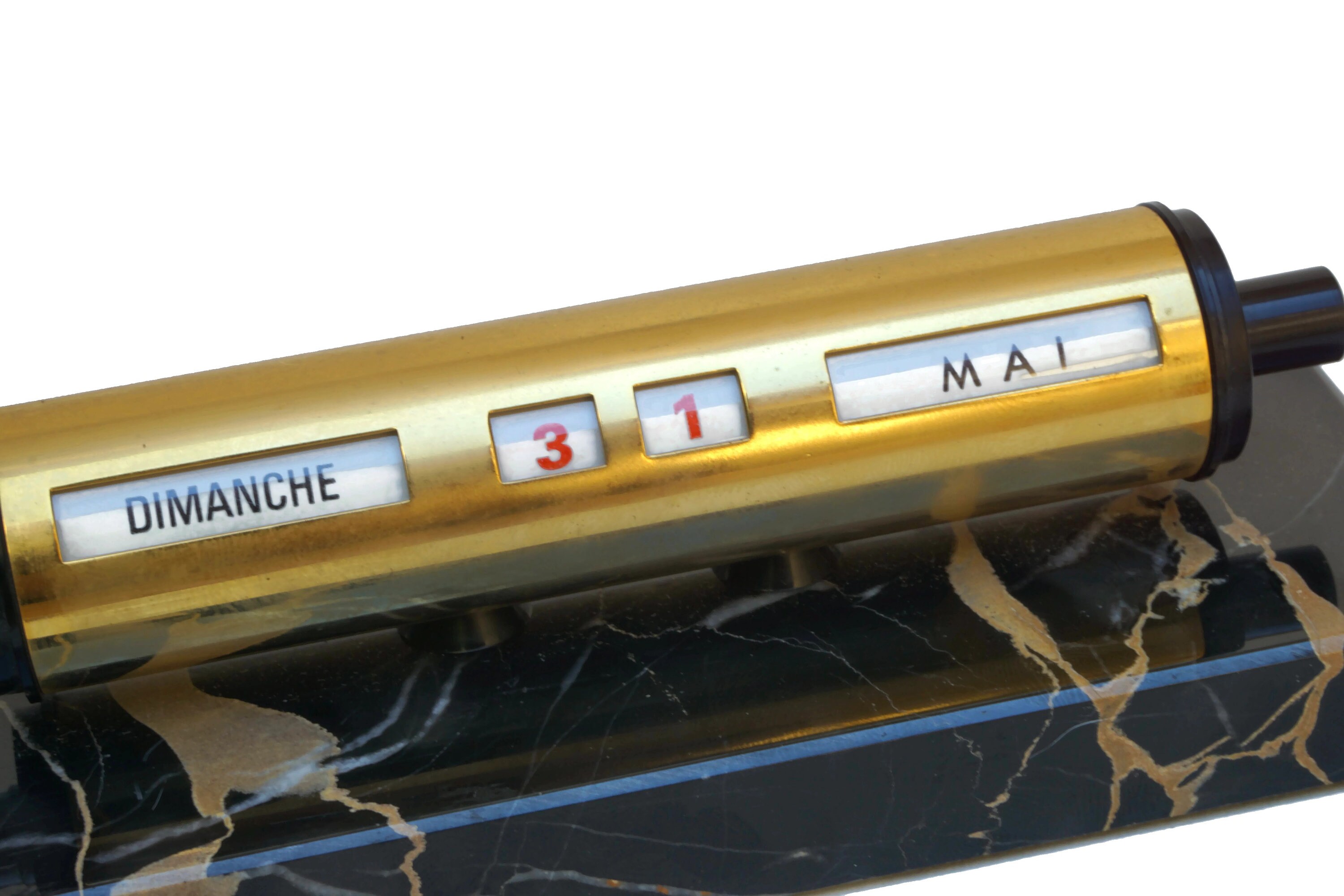 Art Deco Perpetual Desk Calendar with Black Marble Base, French Office Accessory and Decor