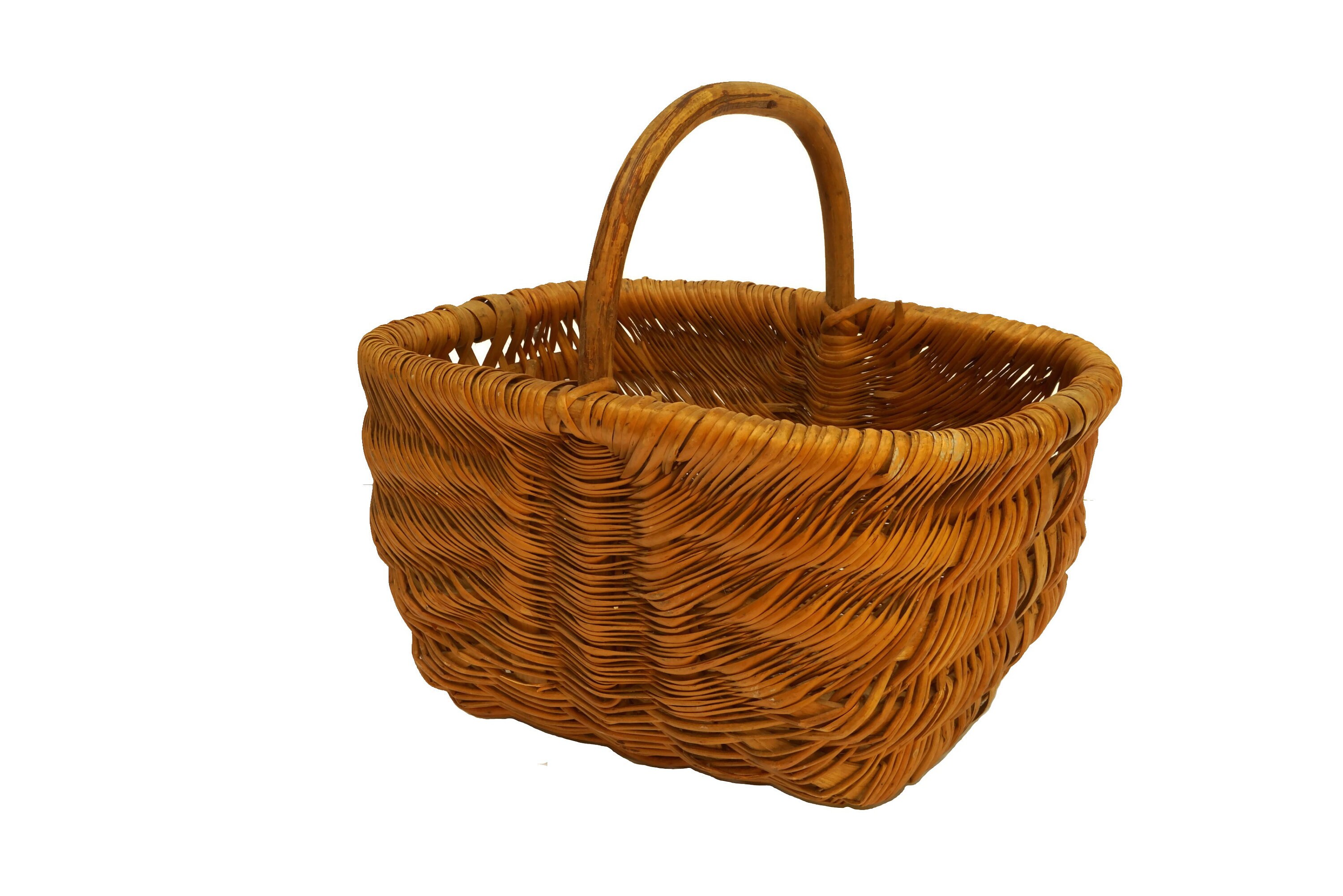 French Harvest Basket With Wooden Handle Vintage Rustic Country Gardening Gift