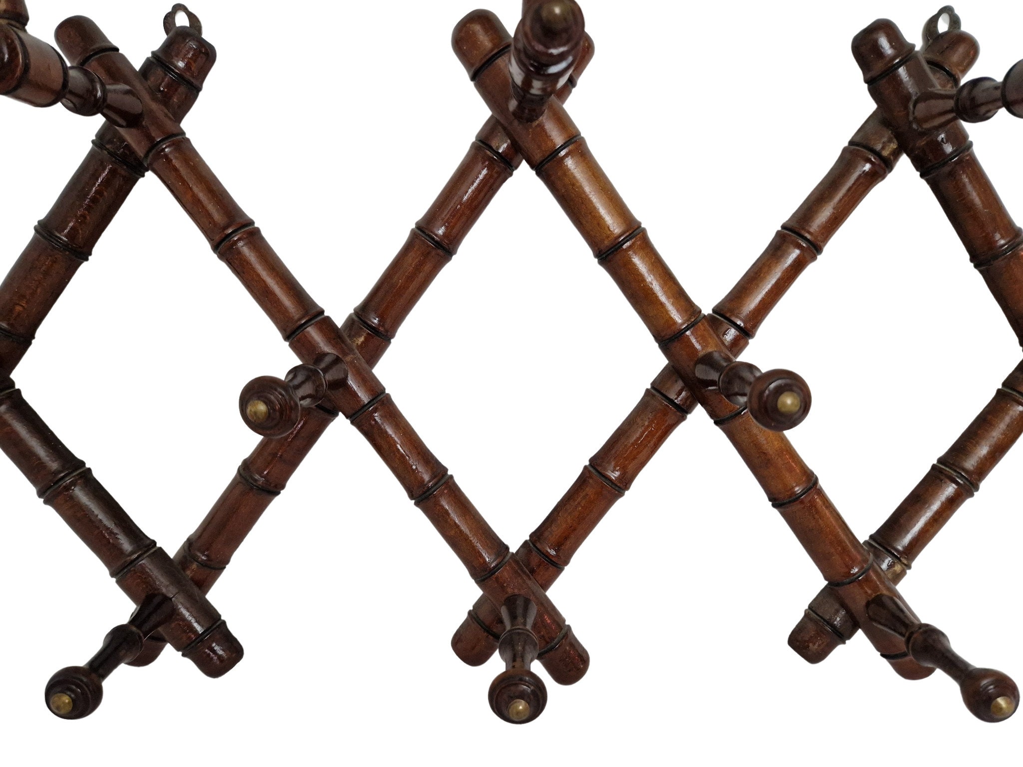 French Antique Wood Coat Hook, Expandable Wall Hanging Hat Stand Rack