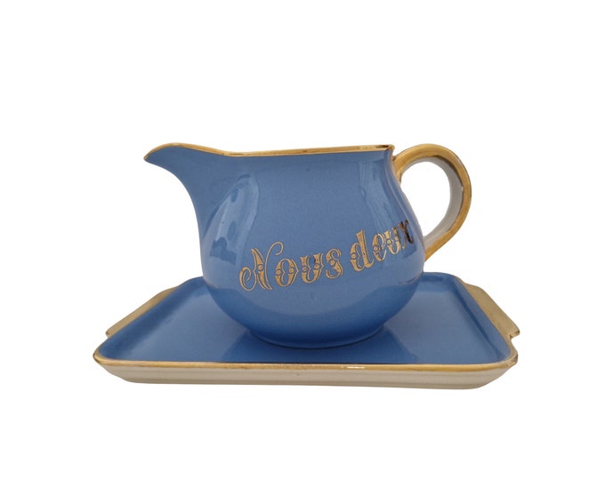 Villeroy and Boch Nous Deux Creamer and Tray, French Ceramic Tea For Two Breakfast Set