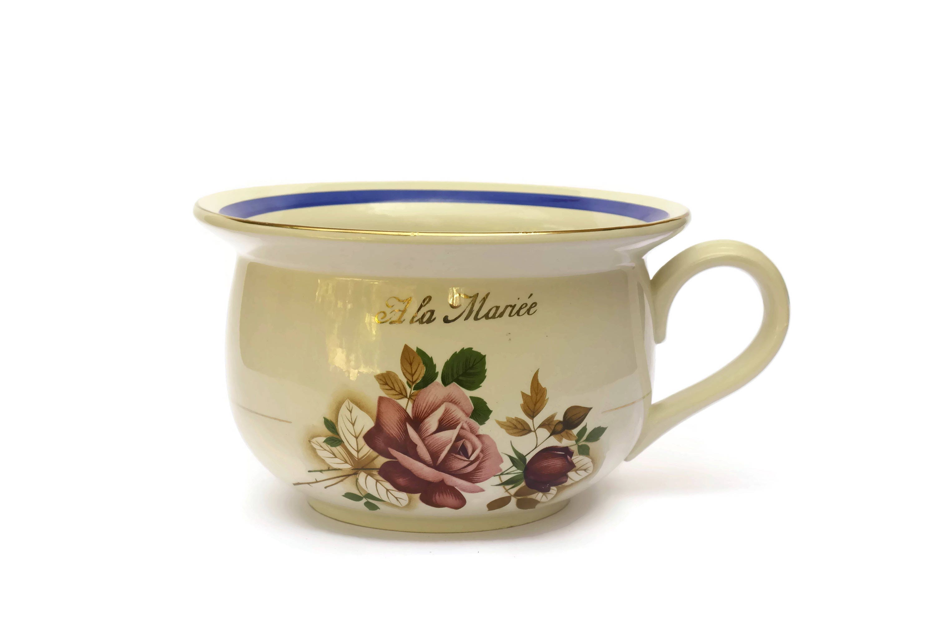 RESERVED. Vintage French Porcelain Chamber Pot with Peeping Eye