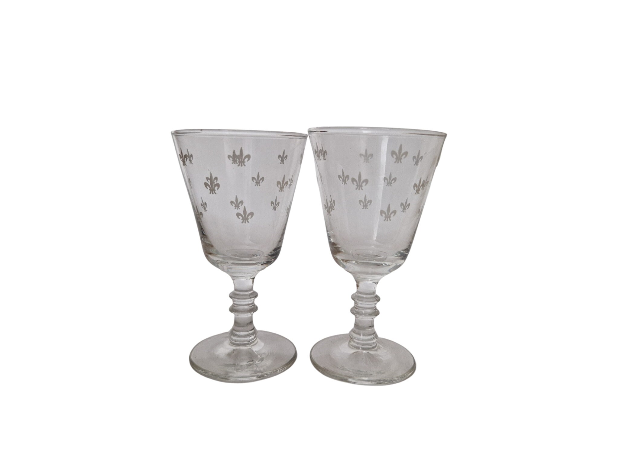 1950s French Fleur de Lys Liqueur Shot Glasses, Set of 6