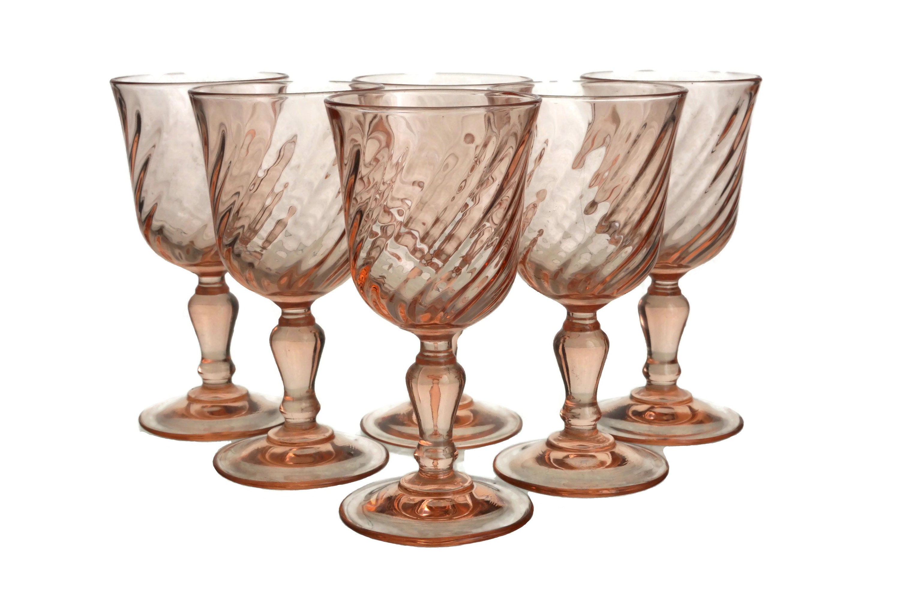 French Pink Sherry Glass Set of 6, Vintage Liqueur Glassware and Bar Gifts