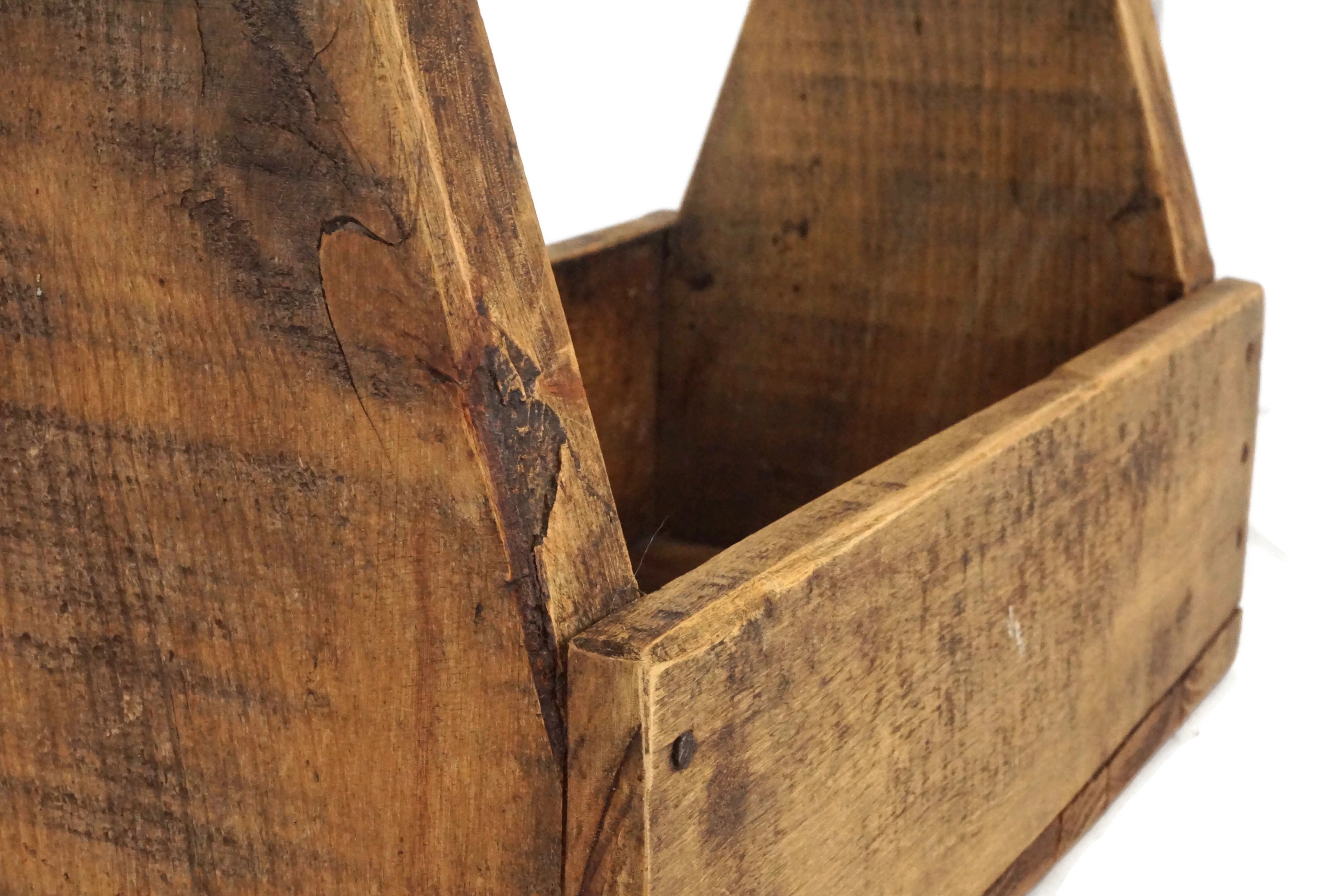 French Antique Wooden Tool Box with Handle
