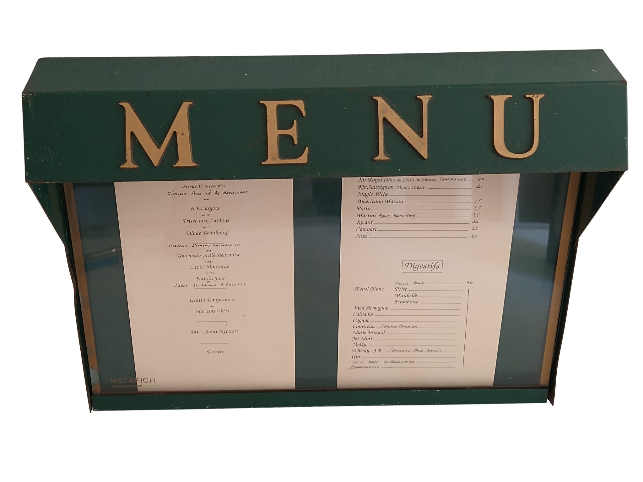 Vintage French Restaurant Menu Holder Display Case, Outdoor Wall Decor Sign