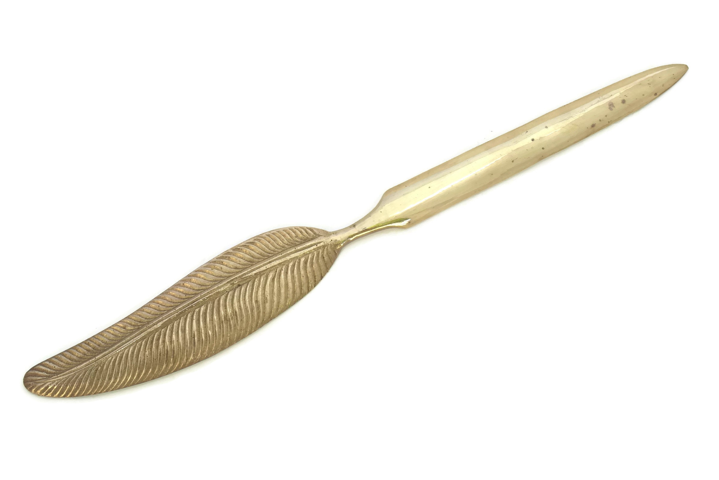 Vintage Brass Feather Letter Opener. Letter Knife Desk Accessory. Gift