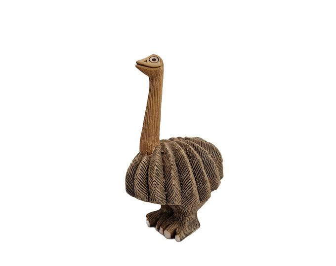 Vintage Artesania Rinconada Ostrich Figurine, Ceramic Emu Bird Miniature, Art Pottery Made In Uruguay