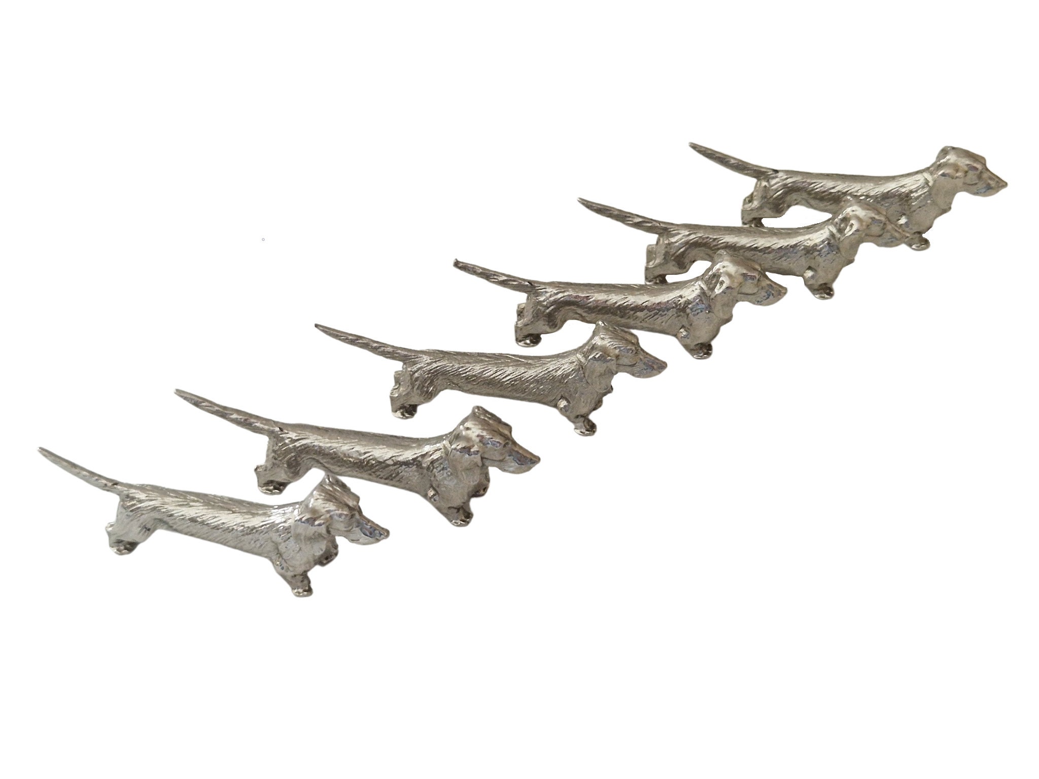 French Dachshund Knife Rests Set of 6, Animal Cutlery Holders, Dog