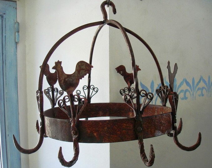 Large Antique French Country Pot Rack. Hanger. Sausage or Ham Etsy