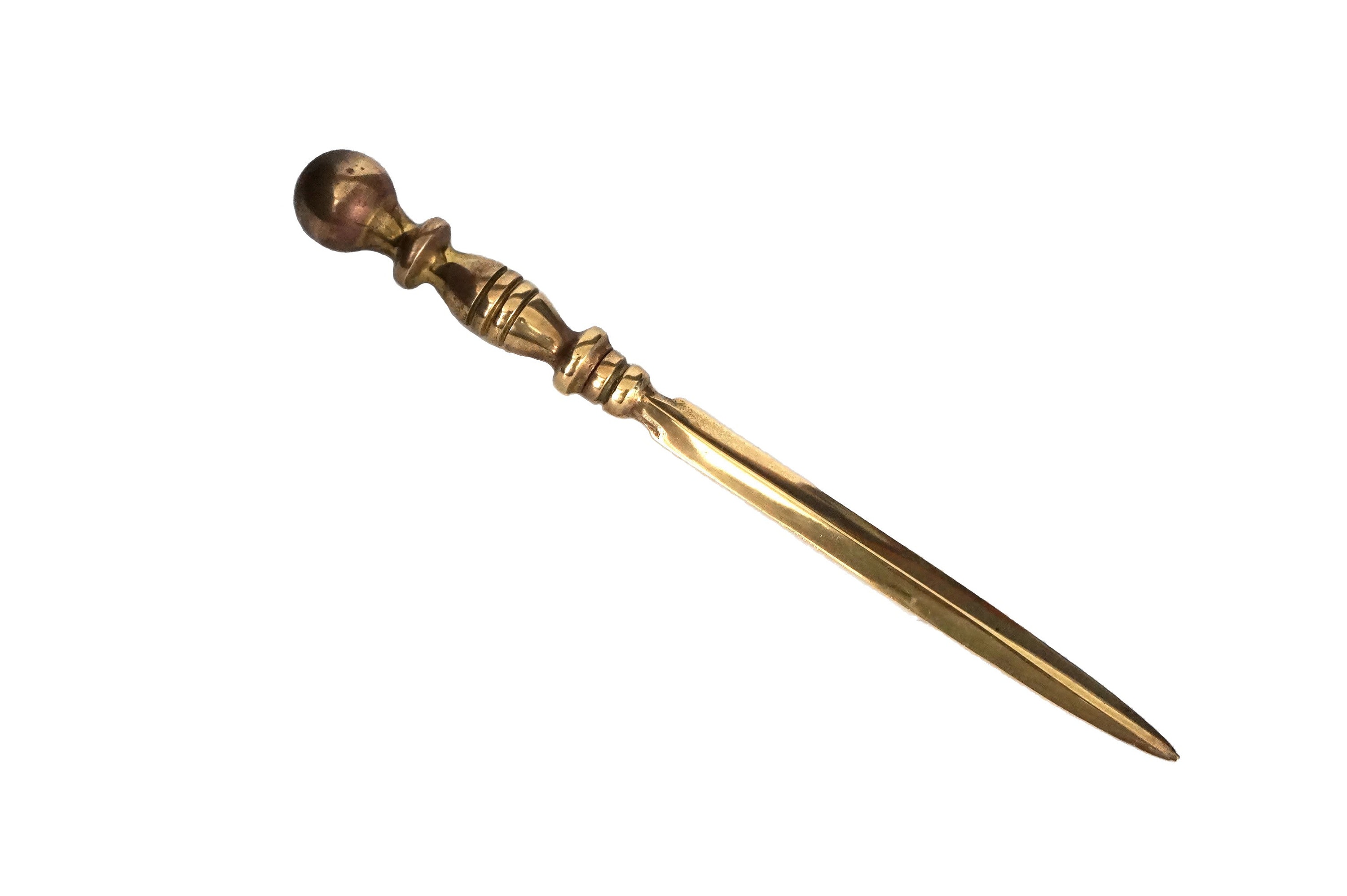 Antique Brass Dagger Letter Opener Knife, French Office Desk Decor