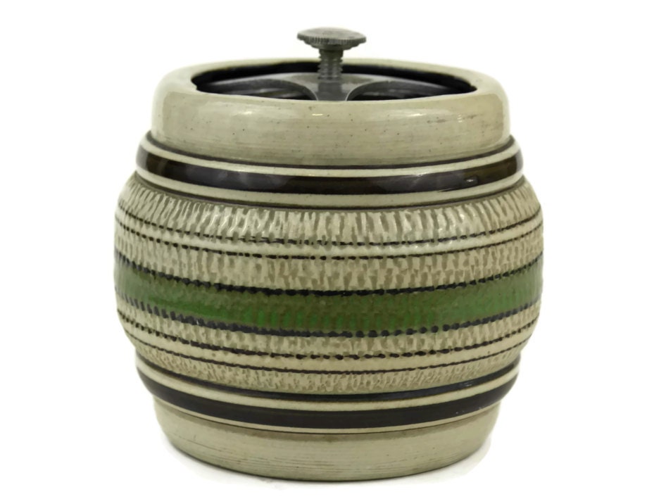 RESERVED for L. Mid Century Ceramic Tobacco Jar Humidor with Screw Top