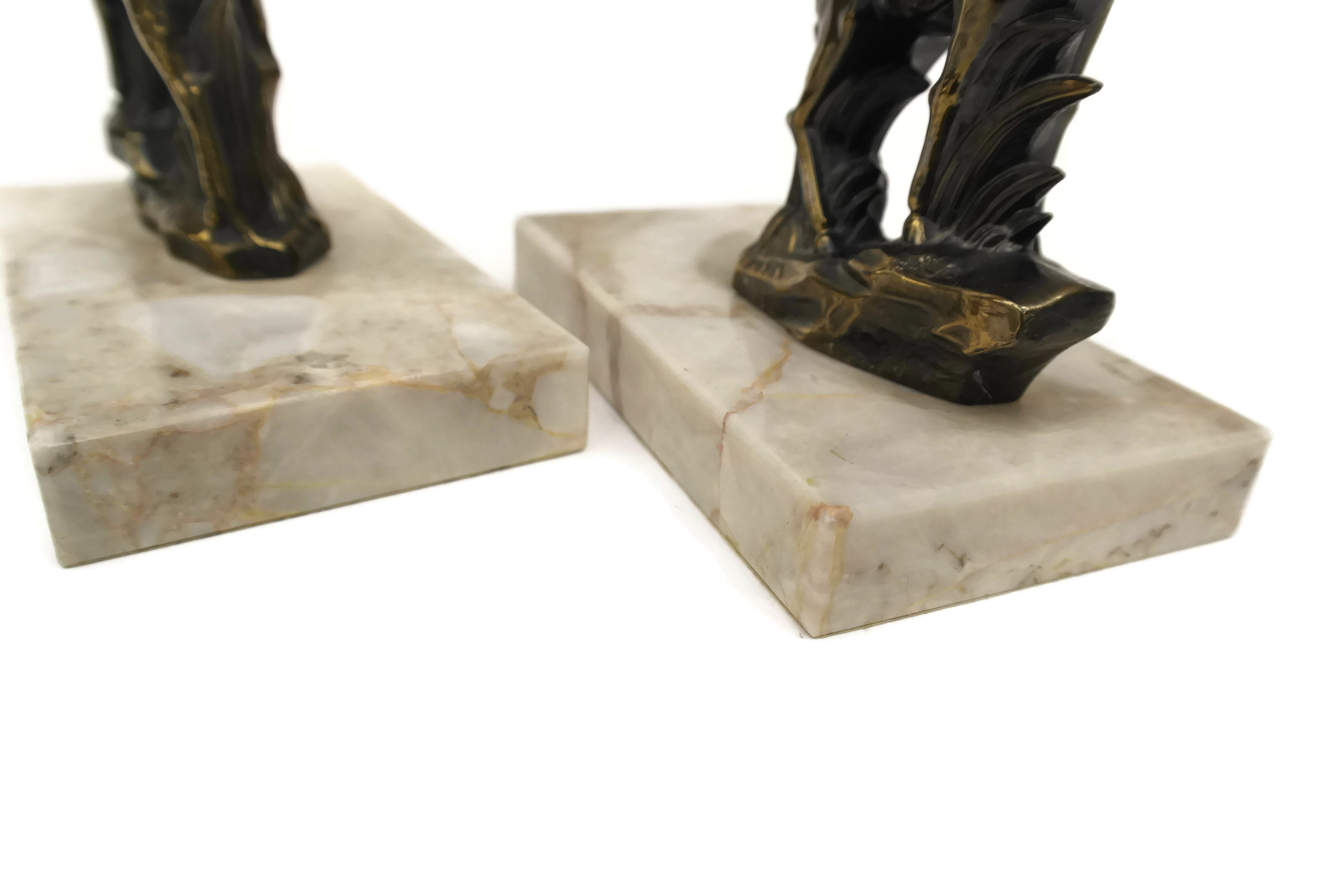 Art Deco Bookends with Deer Figurines, Vintage French Desk and Office