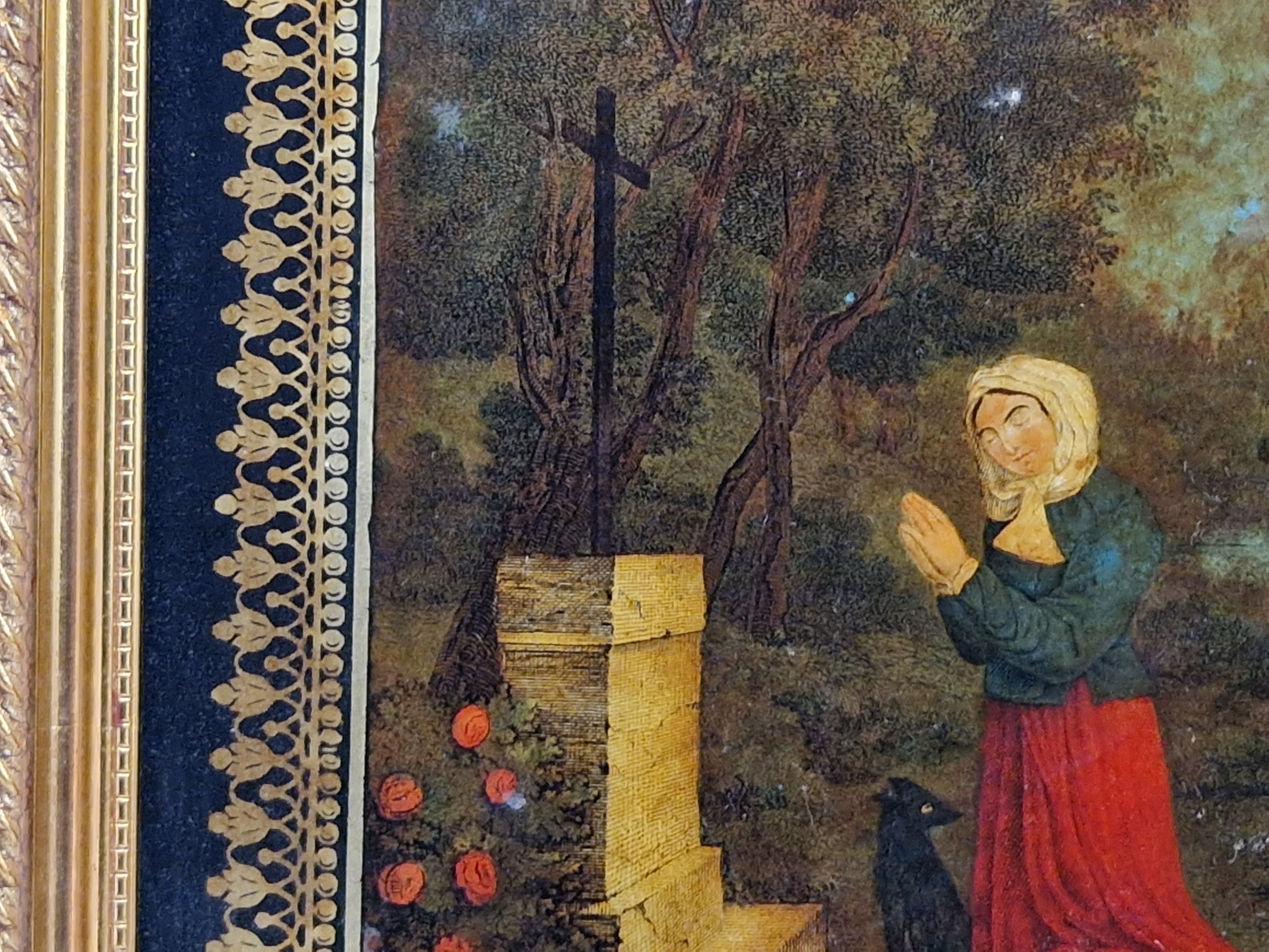 Saint Germaine Cousin de Pibrac Antique Portrait Print with Under Glass