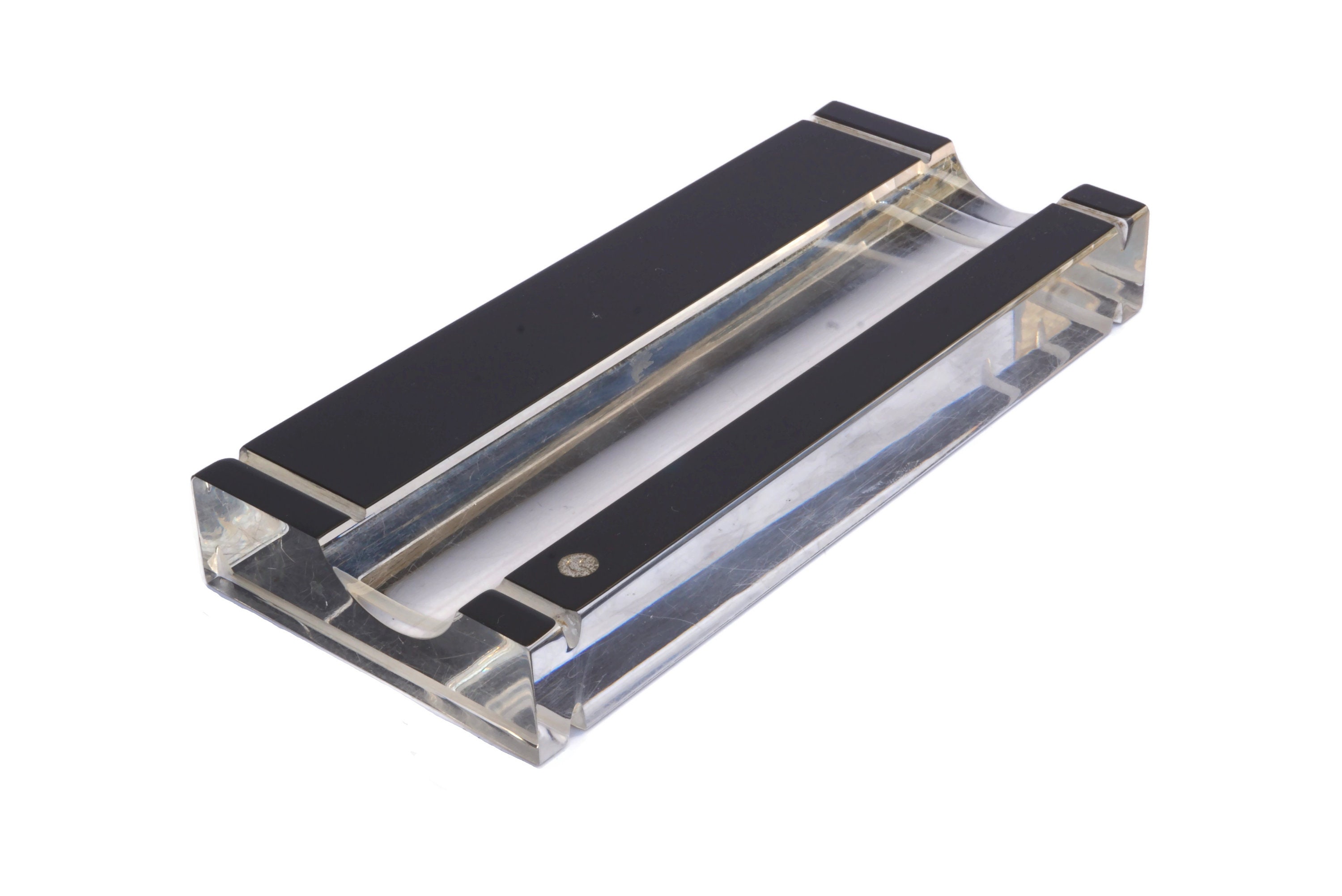 Vintage Lucite Pen Rest Holder, Organisateur de Bureau Des Années 1970