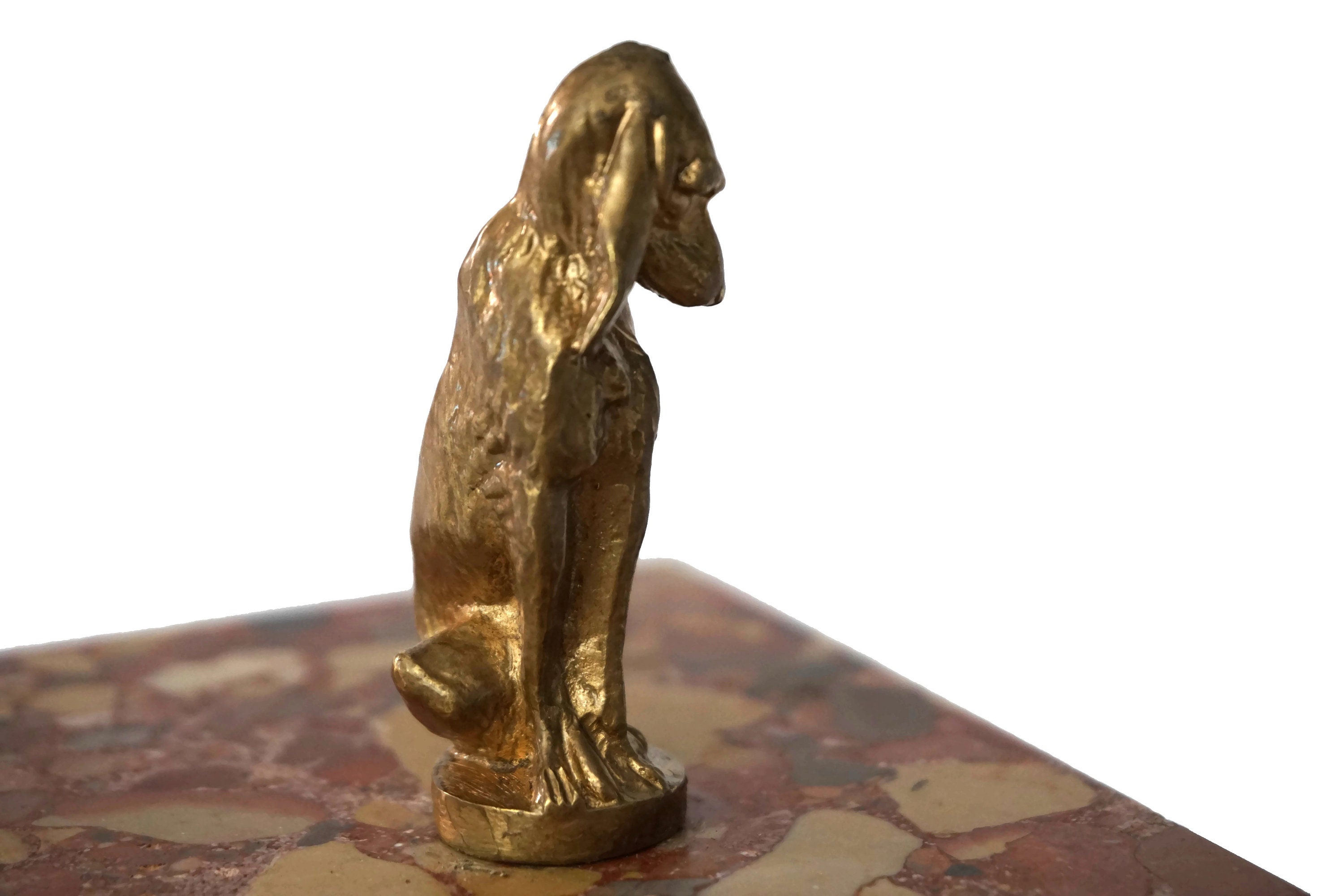 French Antique Bronze Dog Figurine Paperweight by Leroy, Desk and Office Gifts for Him