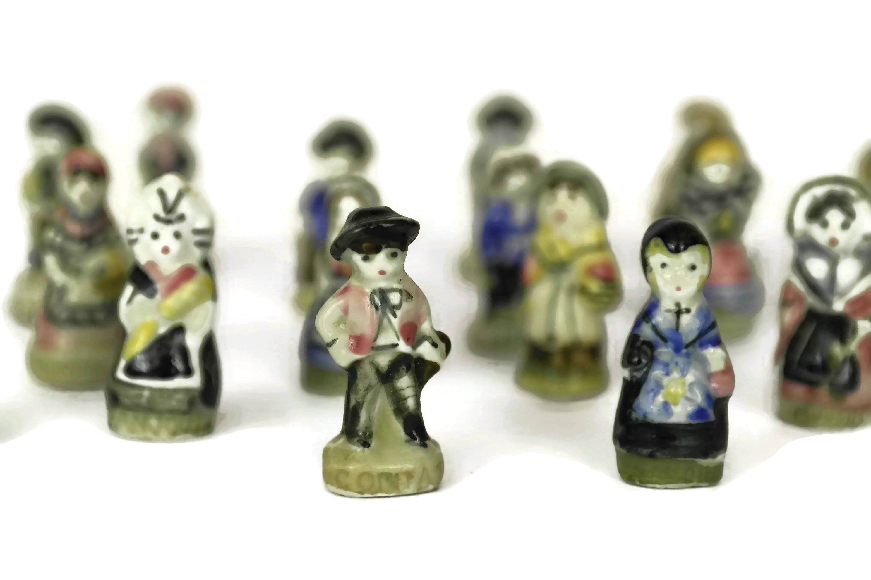 Miniature Porcelain Doll Figurines. Vintage French Feves