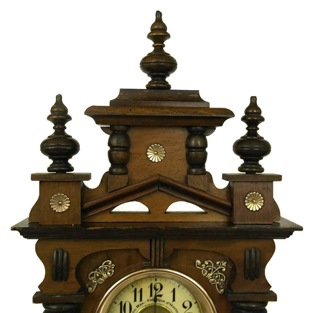 Antique French Mantle Clock with Wind Up Music Box & Alarm Clock.