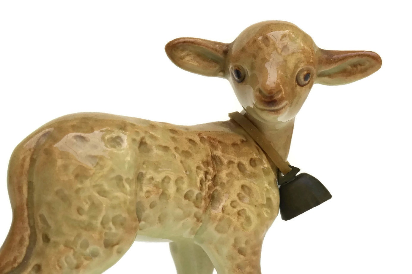 Vintage French Easter Lamb Figurine, Pottery Animal Art Figure