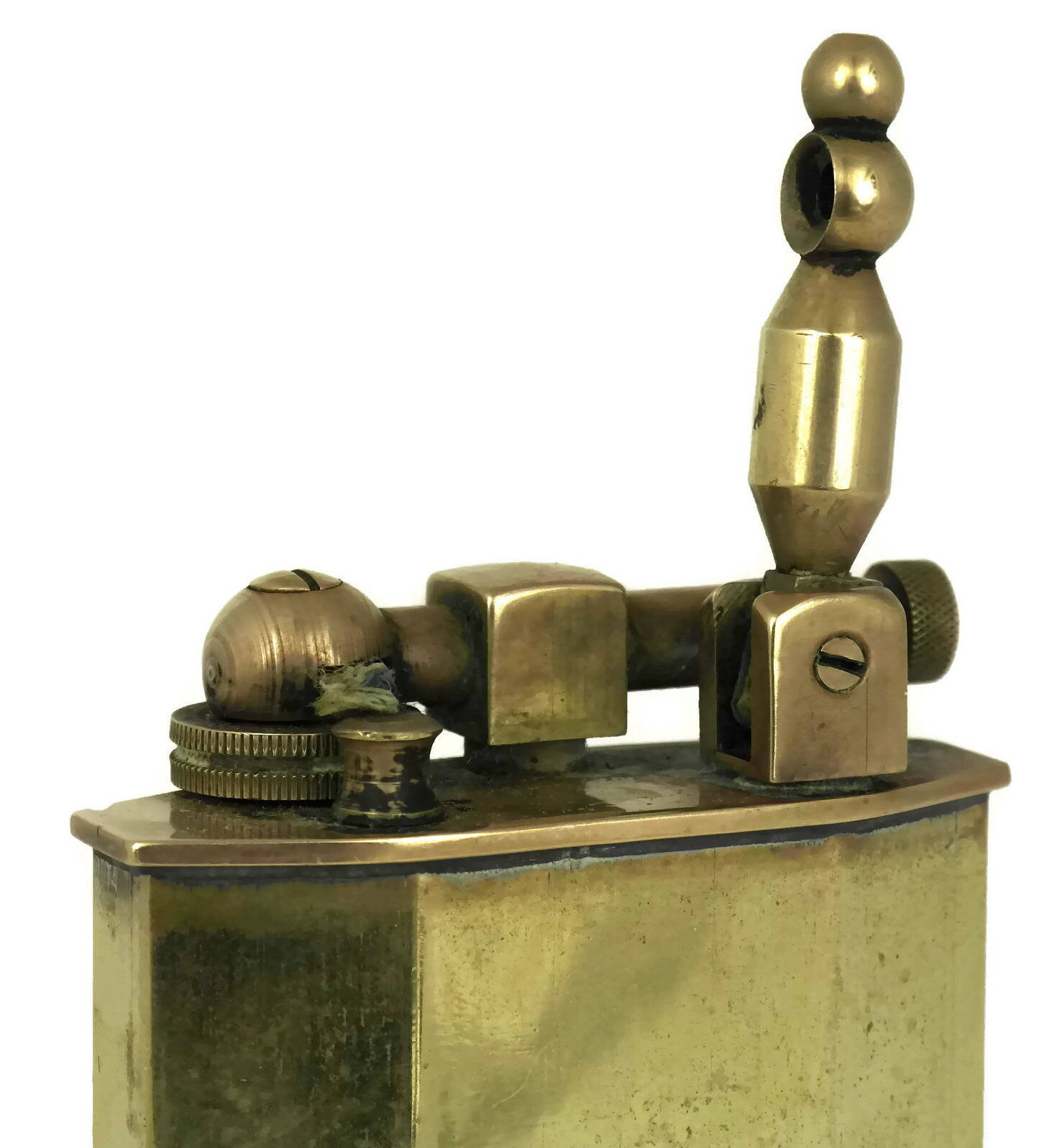 RESERVED.Antique Brass Lighter. Large French Petrol Table Lighter