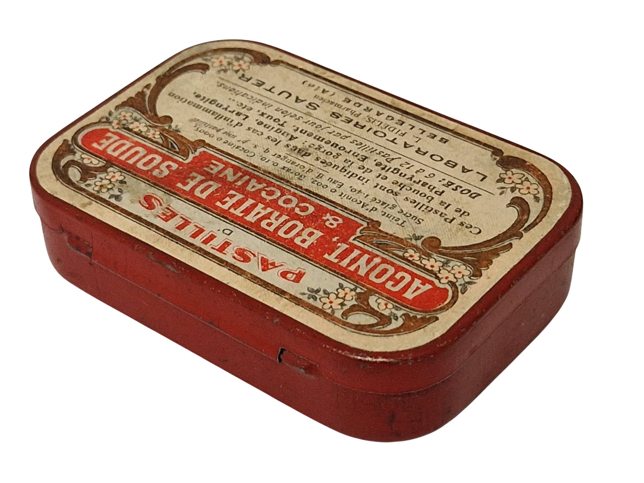 Vintage French 1940's Sucrettes Medicine Pharmaceutical Tin Box. 