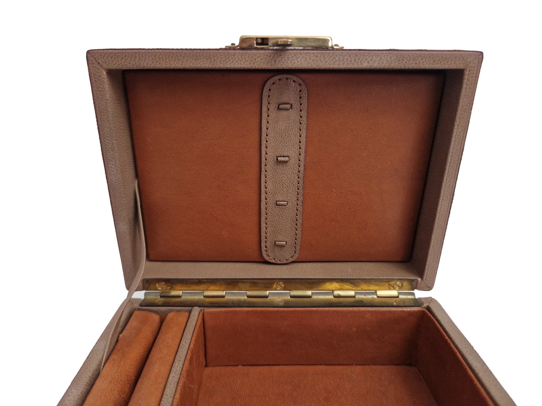 Vintage Men Leather Valet Jewelry Box