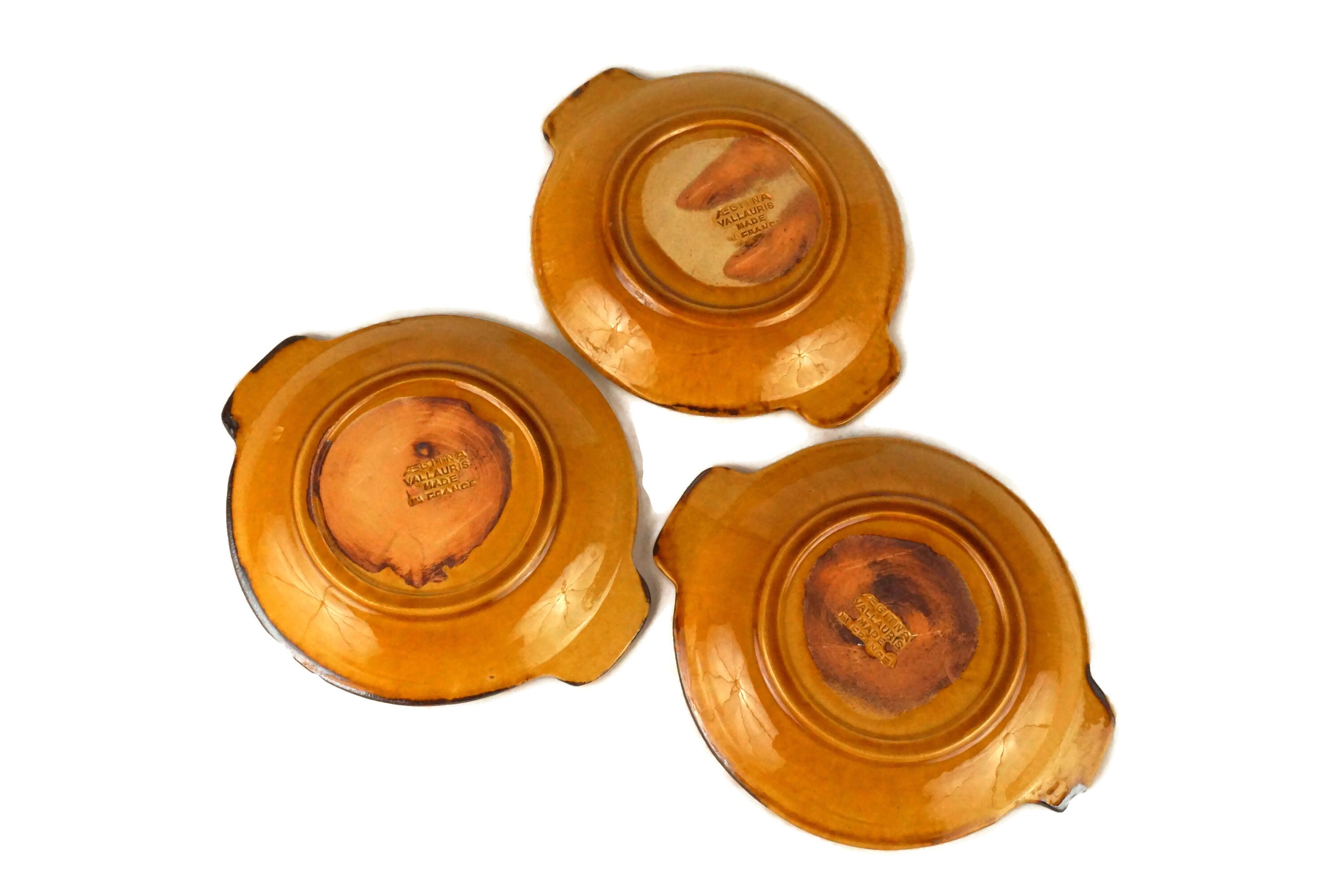 French Pottery Snail Plates Set of 6, Vallauris Mid Century Ceramic Dishes