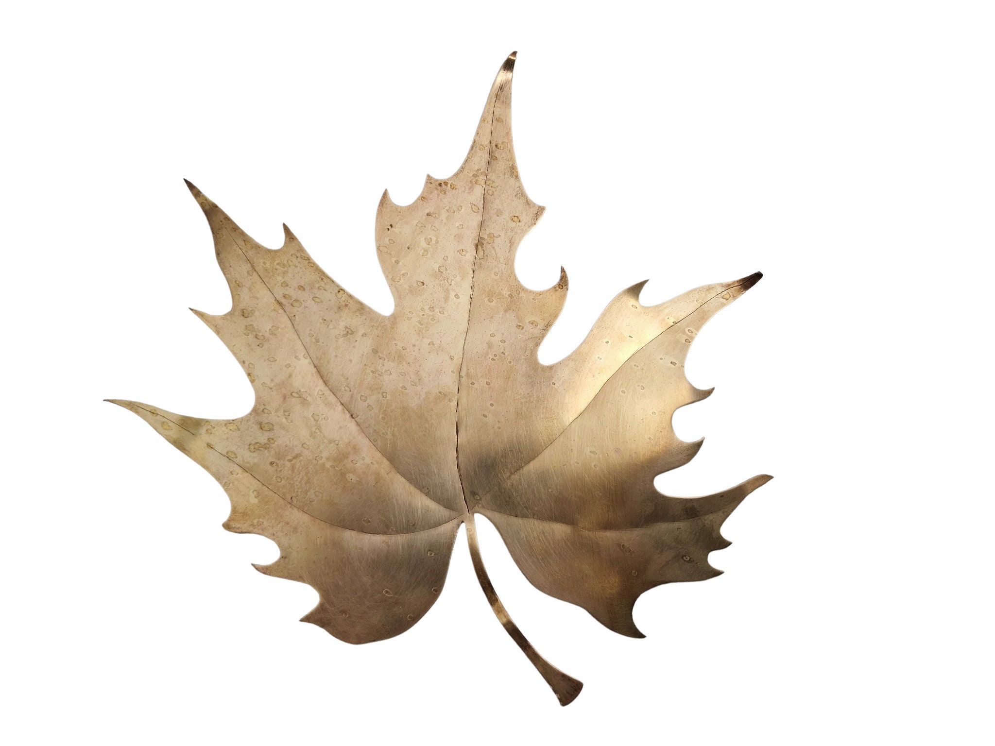 Vintage Brass Maple Leaf Sculpture, 1970s French Botanical Art, Fall