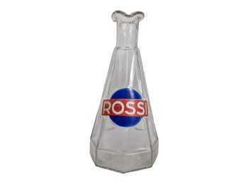 French Water Carafe with ROSSI Advertising, Mid Century Martini Bar Decor