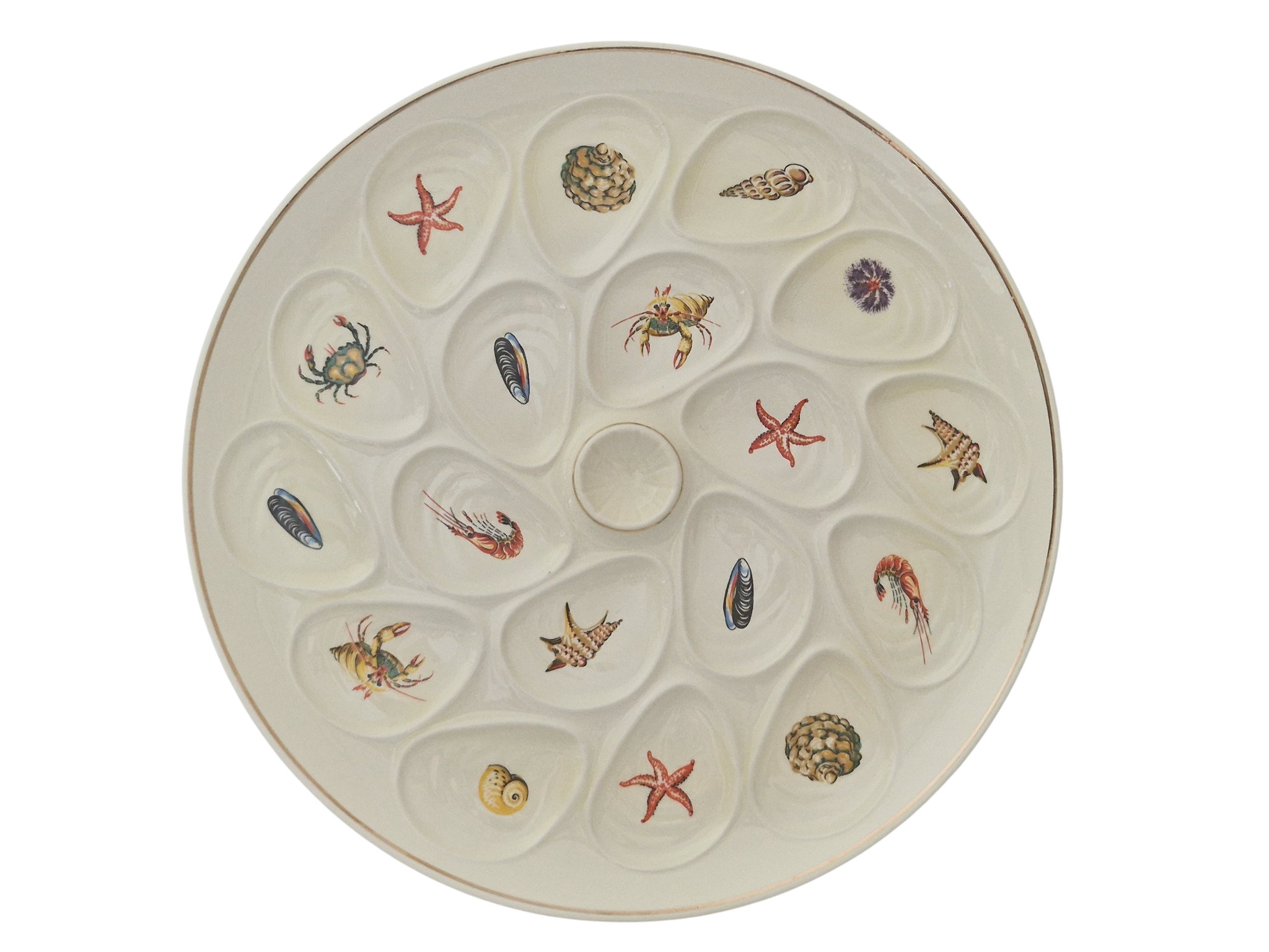 Large Ceramic Oyster Serving Platter with Seafood and Shellfish