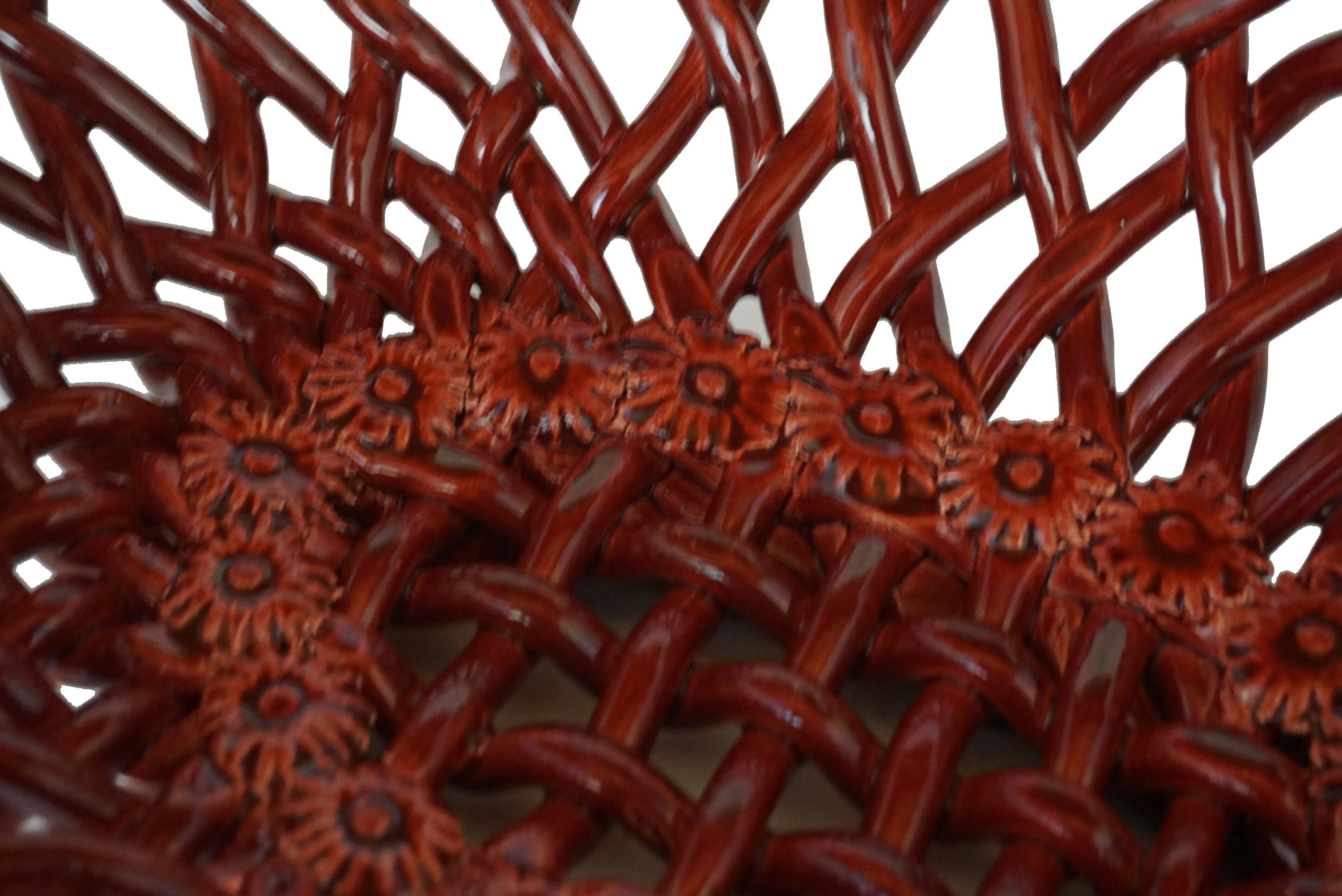 French Pottery Basket Weave Fruit Bowl by Pichon of Uzes, Ceramic Table