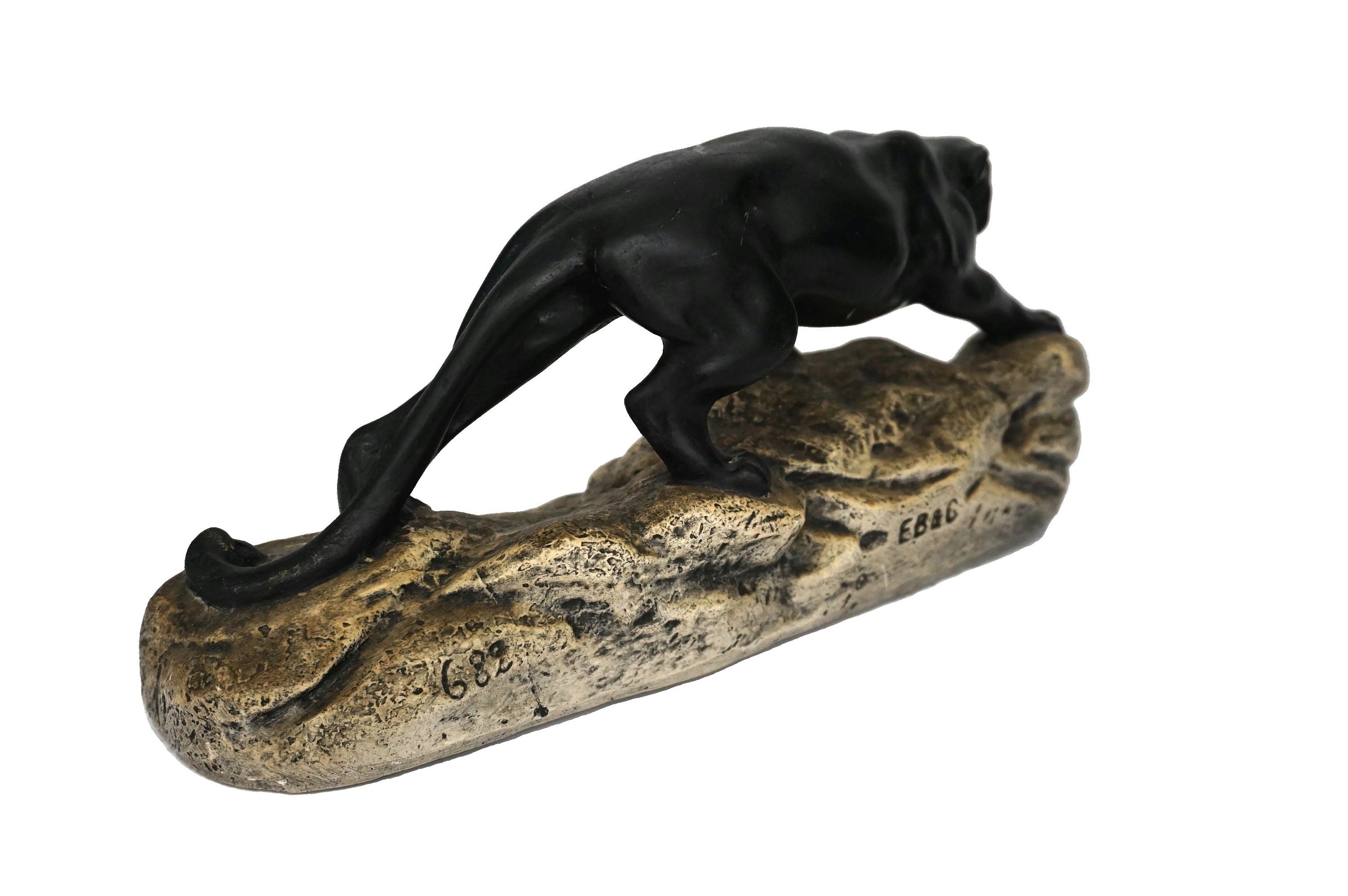 antique black panther statue