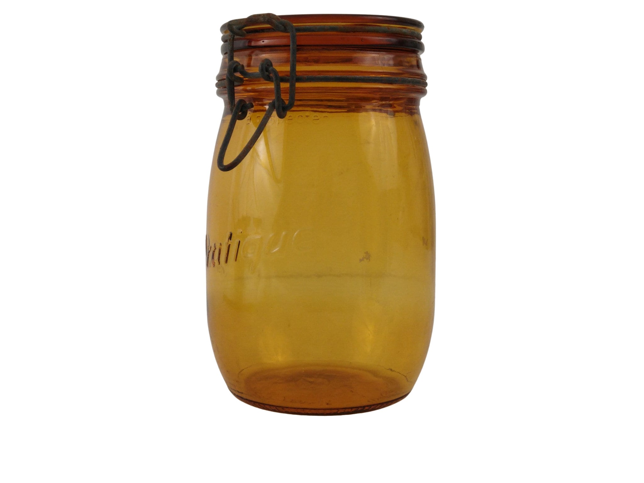 Vintage French Amber Glass Canning Jar Le Pratique Preserving Bottle