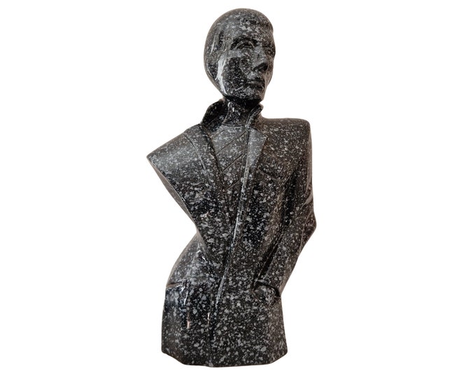 1980s Lindsey B Balkweill Style Man Sculpture, Vintage Granite Ceramic Male Statue