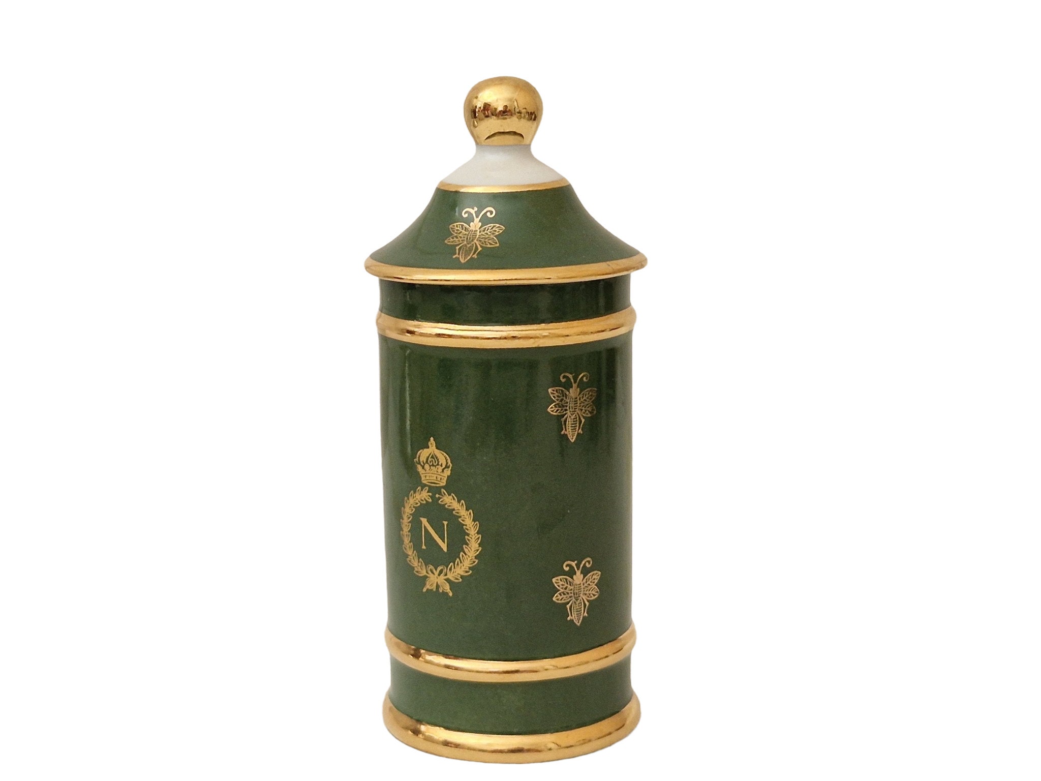 RESERVED for Guillem. Limoges Porcelain Apothecary Jar with Napoleon