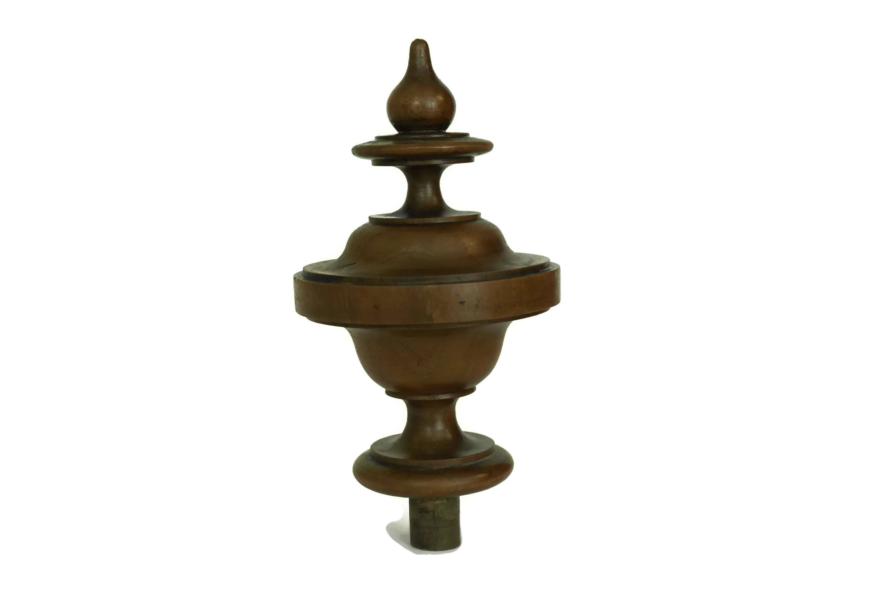 French Furniture Ornaments. Pair of Antique Wood Finials. Architectural