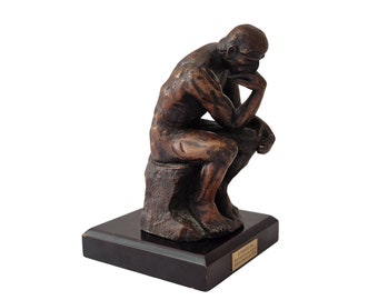 Bronze Rodin Thinker Figurine, French Reproduction Statuette