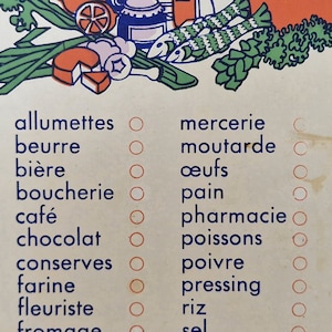 1970s French Kitchen Shopping List Reminder Board, Retro Vintage Wall Hanging Memo Plaque image 6