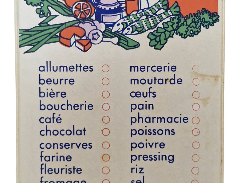 1970s French Kitchen Shopping List Reminder Board, Retro Vintage Wall Hanging Memo Plaque image 6