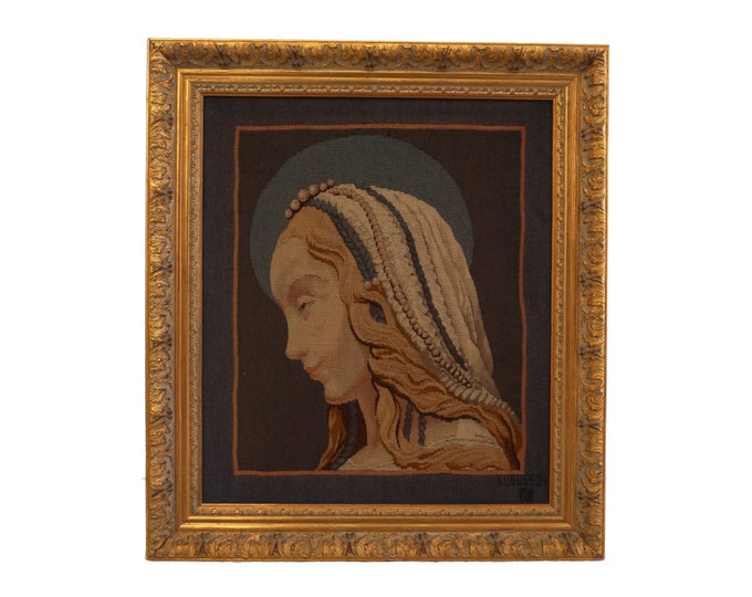 French Aubusson Tapestry with Virgin Mary of St Galmier Portrait