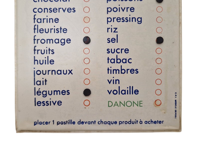 1970s French Kitchen Shopping List Reminder Board, Retro Vintage Wall Hanging Memo Plaque image 8