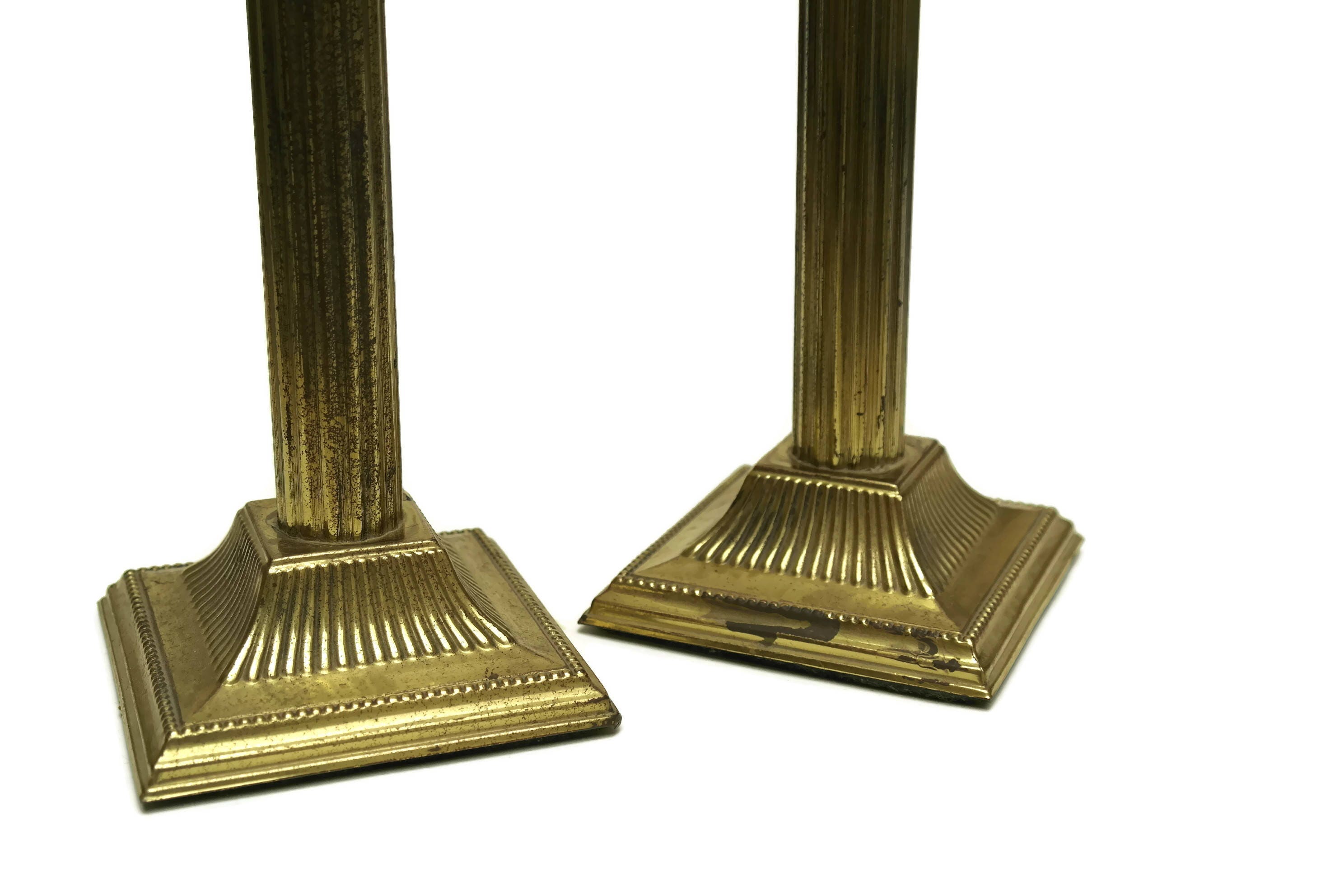 Reserved Vintage Brass Candlestick Holders. Pair of Hollywood Regency
