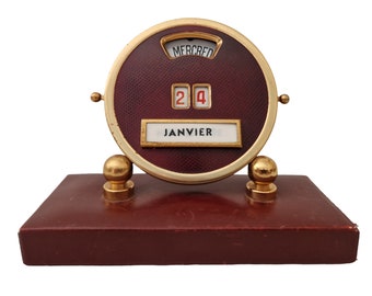 Art Deco Perpetual Desk Calendar, Vintage French Office Decor and Accessory