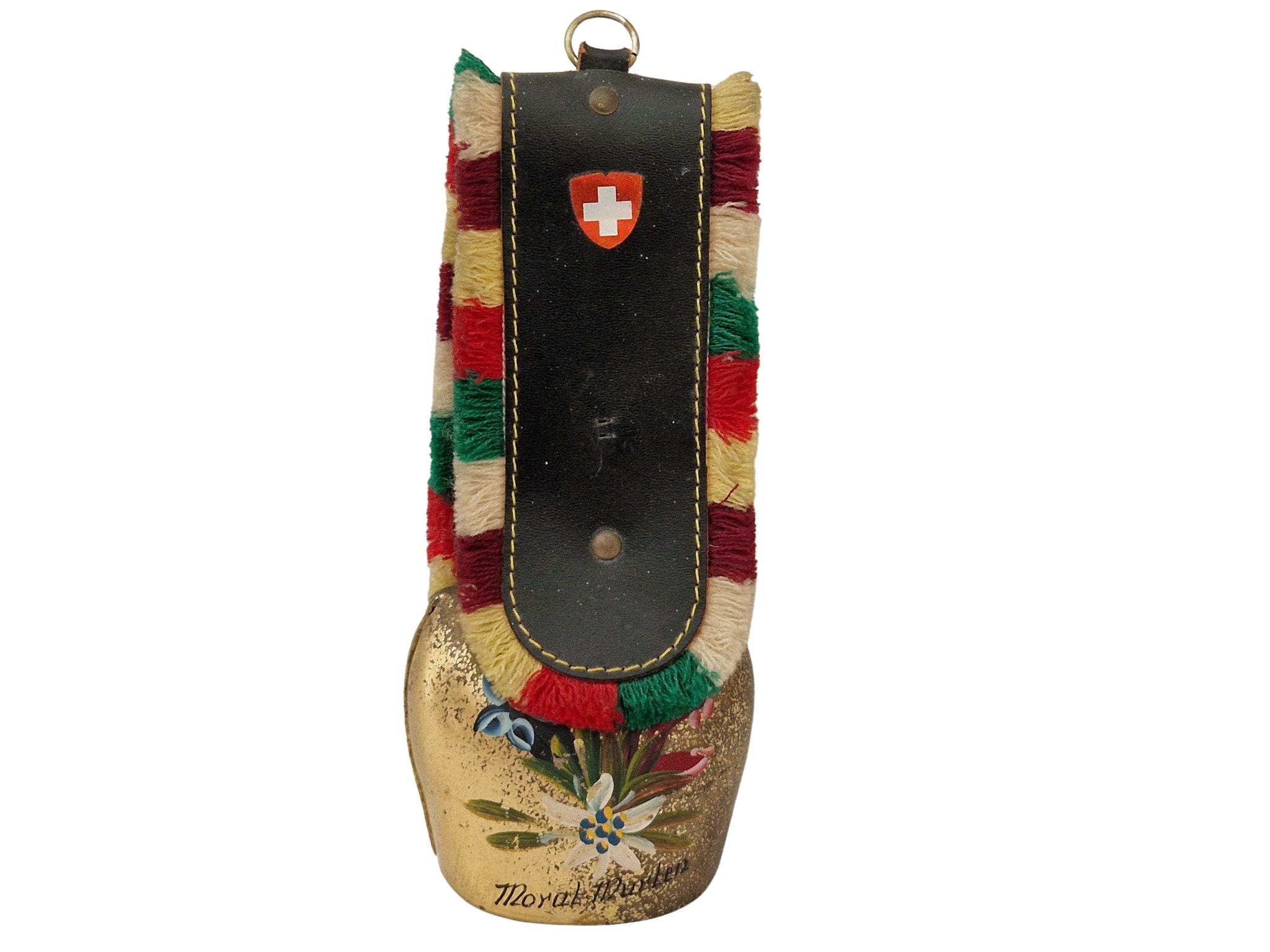 Swiss Cow Bell with Hand Painted Folk Art Flowers, Switzerland