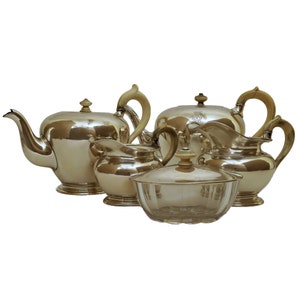 Austrian Sterling Silver Tea Service with Teapot, Sugar Bowl and Creamer Set