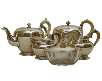 Austrian Sterling Silver Tea Service with Teapot, Sugar Bowl and Creamer Set