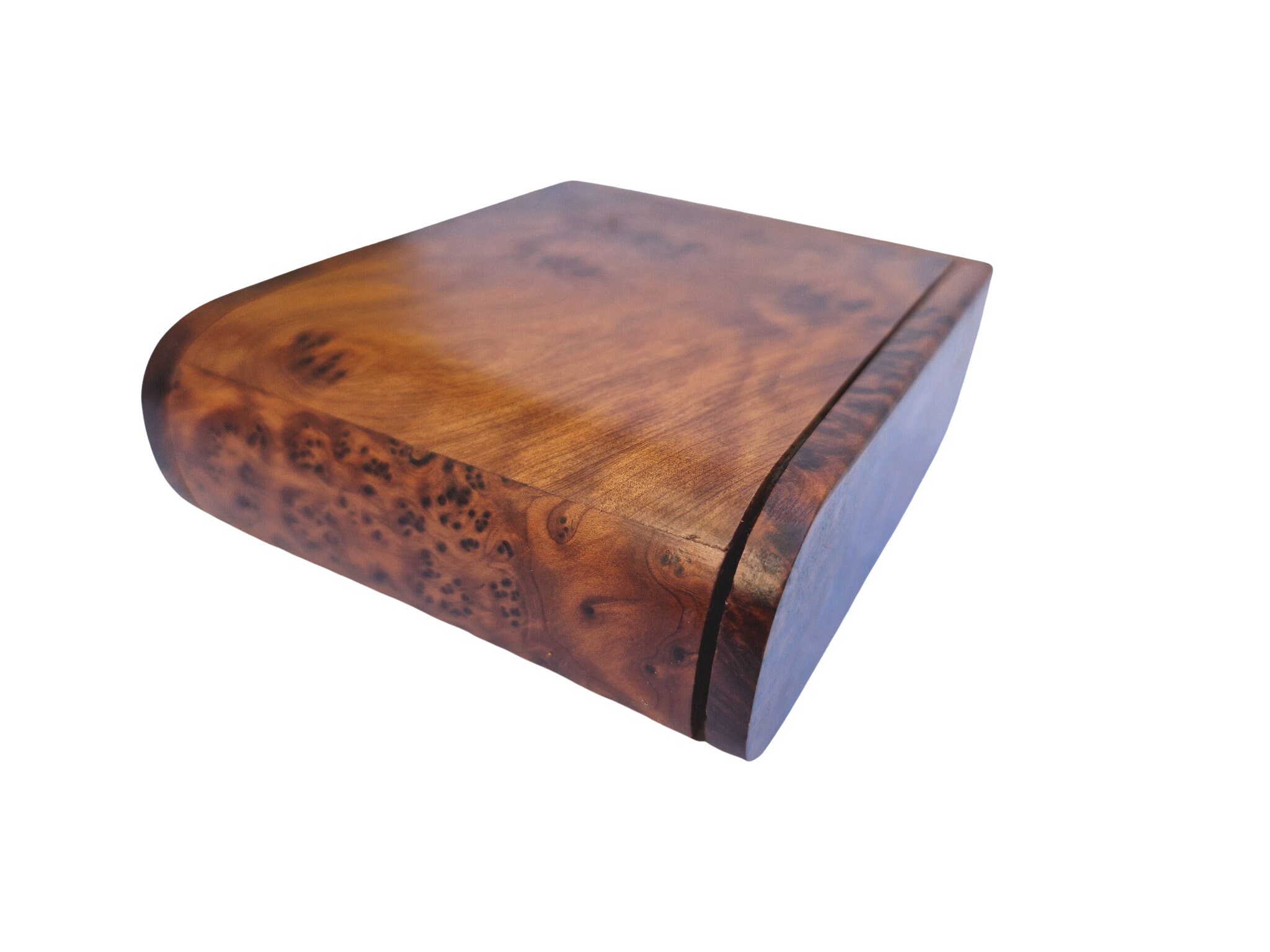 Elm Burl Wood Playing Card Deck Holder, French Vintage Business Card